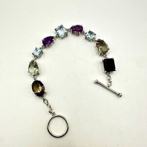 NWOT 7" One-of-a-kind Multi-gemstone bracelet in sterling silver!